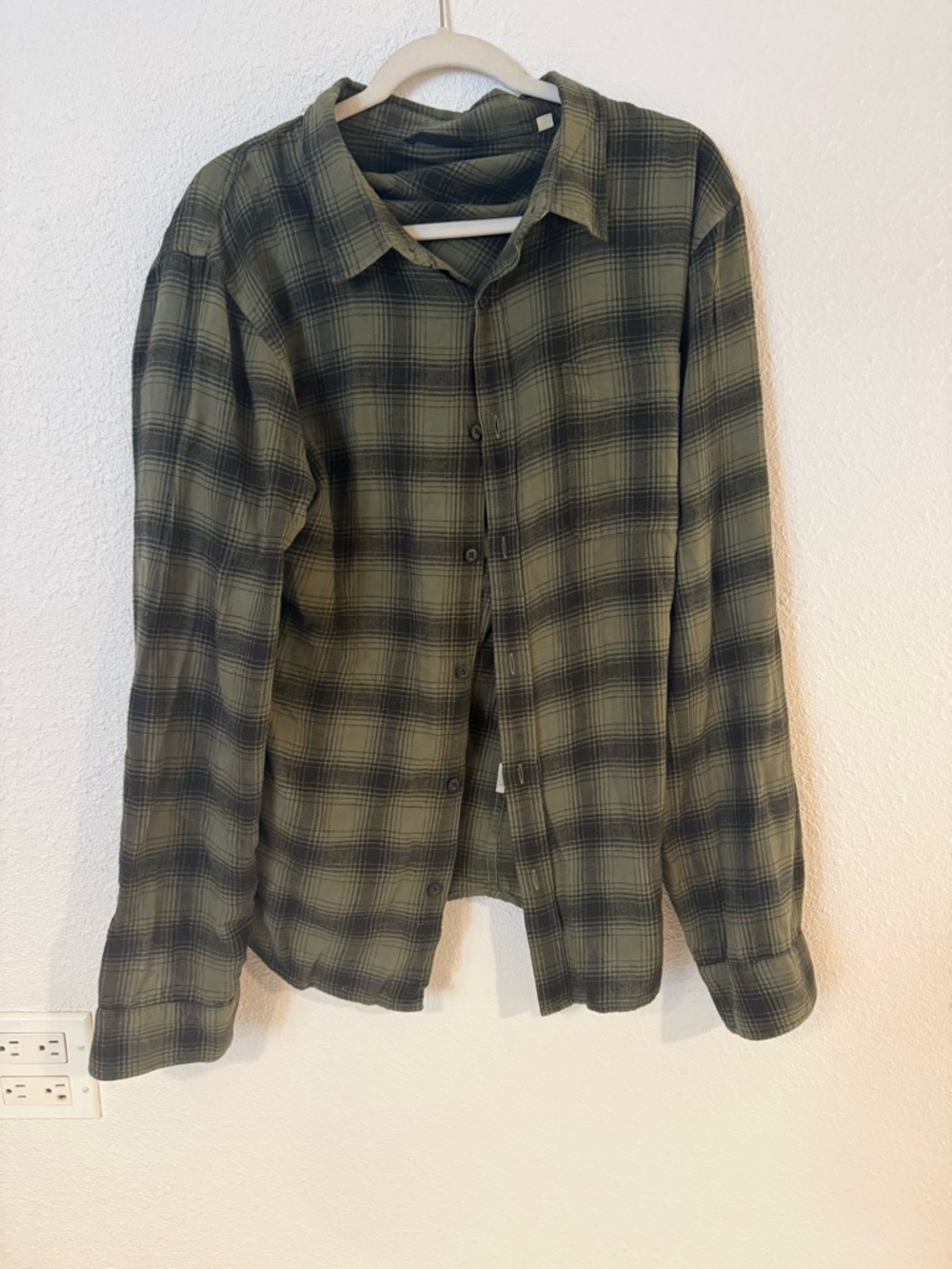 Buck Mason Olive Green Plaid Button-Up Shirt